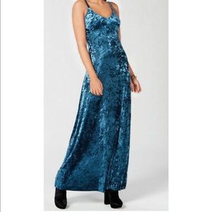 Michael Kors Luxe Teal Velvet Maxi/Midi Dress